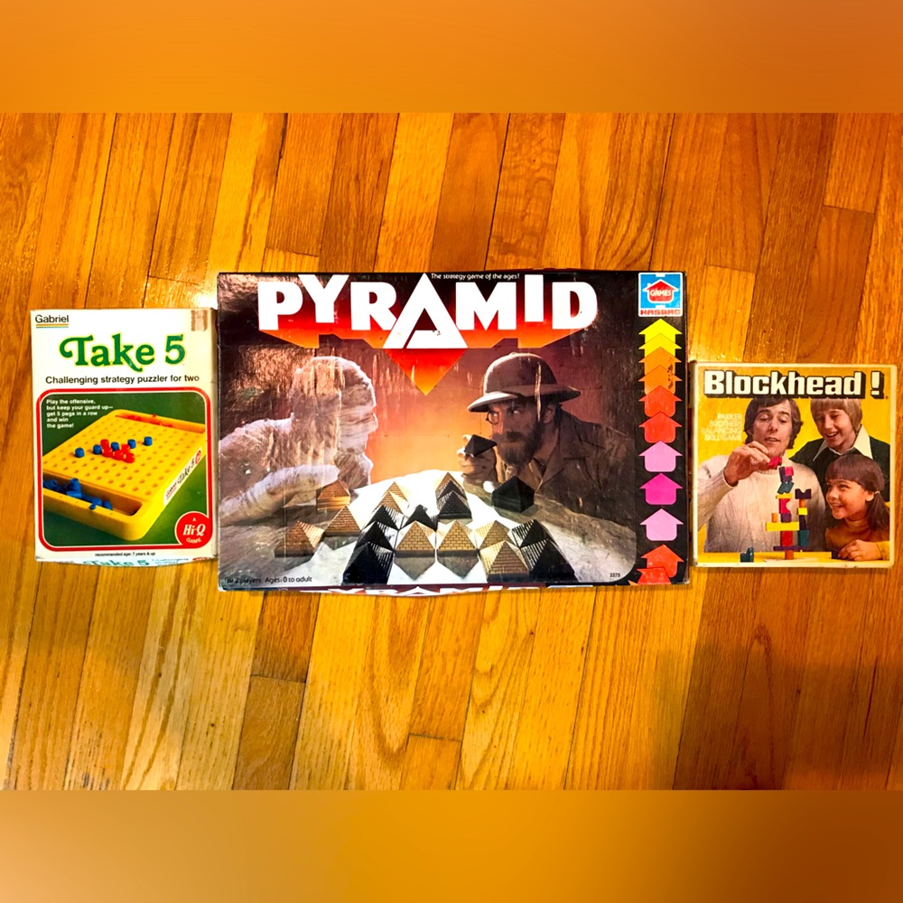 LOT of Three 3 Vintage Boxed Pyramid Take 5 & Blockhead Games⭐️ Hasbro Parker ⭐️